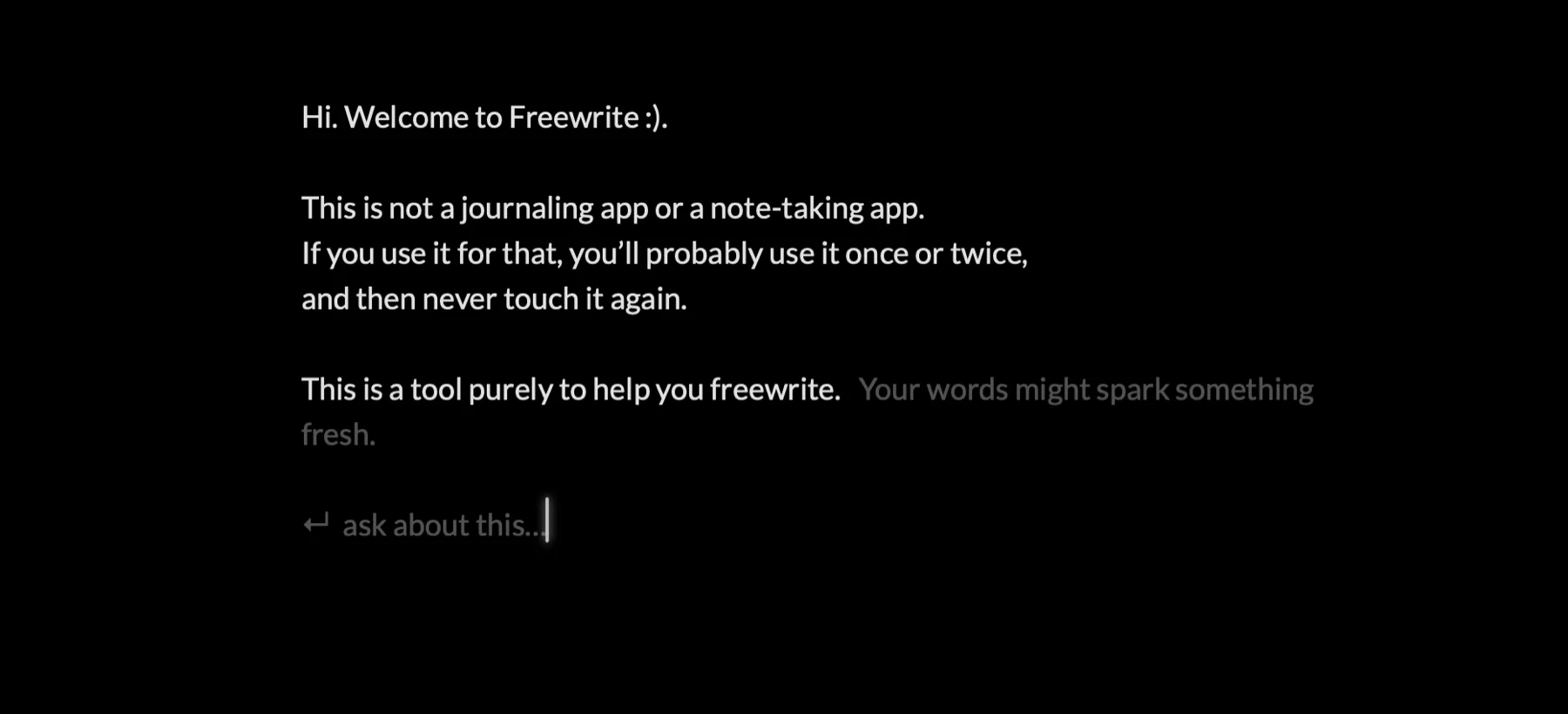 A suggestion shown as dimmed text past the caret